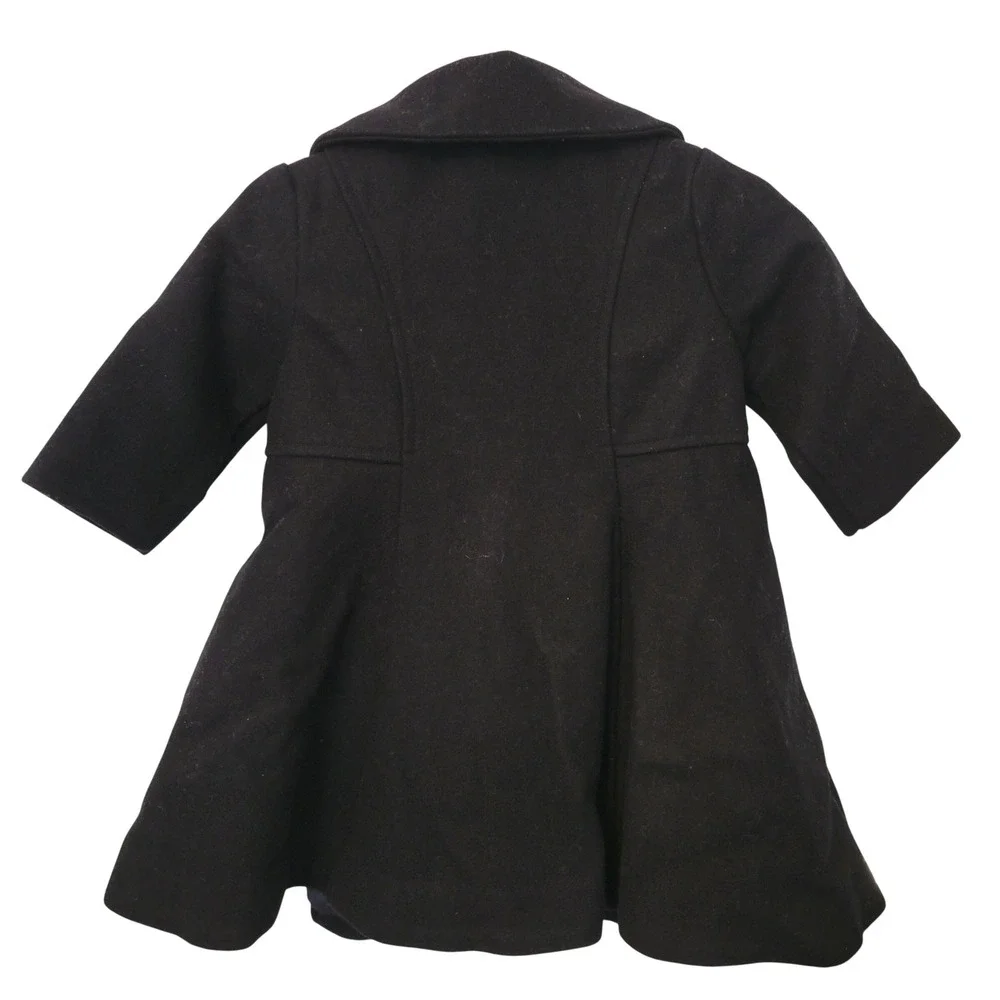 Gymboree 6-12M Pea Coat Black Wool Blend Double Breasted‎ Peter Pan Collar Y2K